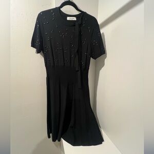 Valentino Black Floral Beaded Dress